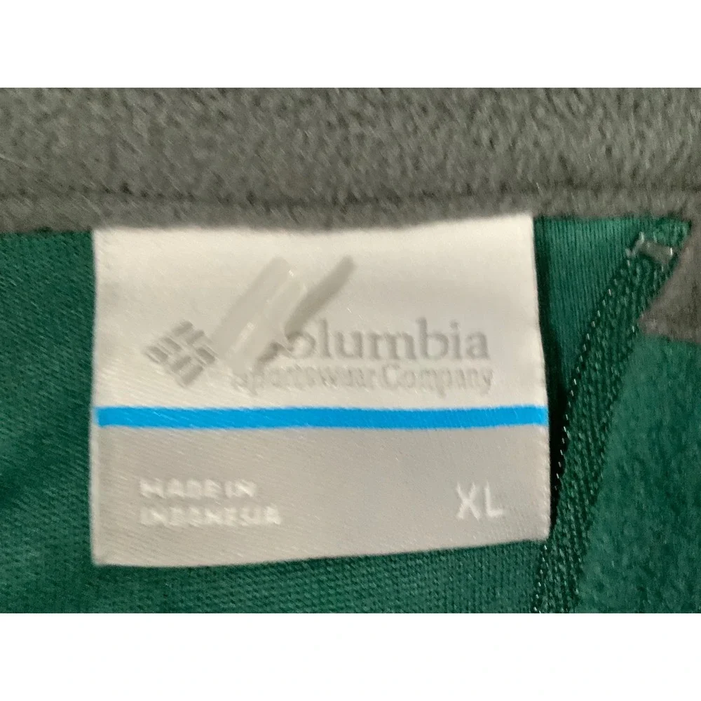 Columbia Mens XL Green Gray Fleece Quarter Zip Pullover Sweater XM6279